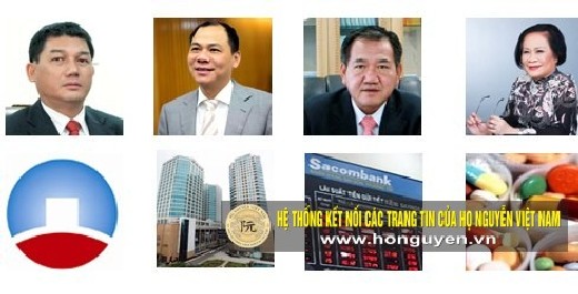 Từ trái qua phải, ông Phạm Huy Hùng, ông Phạm Nhật Vượng, ông Phạm Hữu Phú, bà Phạm Thị Việt Nga.